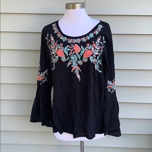 Solitaire Blouse with Floral Embroidery